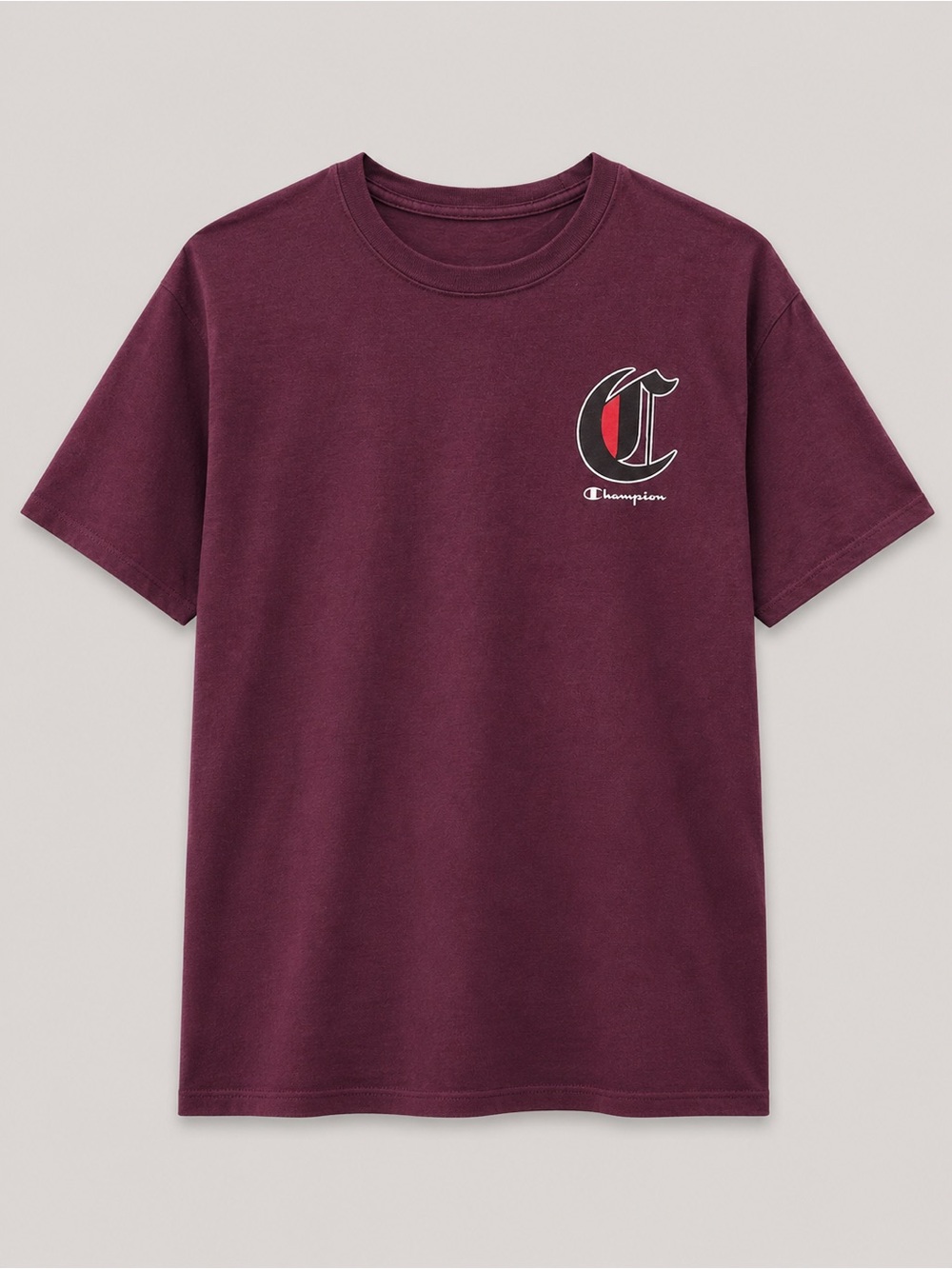 Champion Men's Maroon Crewneck T-Shirt with Chest Logo